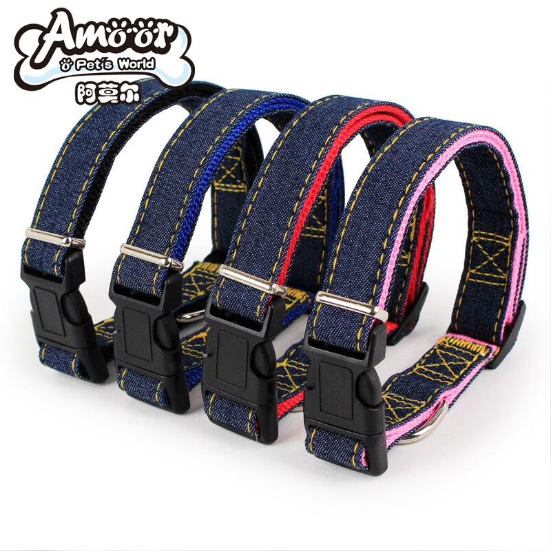 Dog harness made of thickened nylon, denim leash for Teddy and Golden Retriever, walking leash for small and medium-sized dogs, dog collar S(1.0) красный