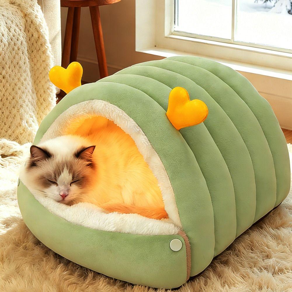 Portable Enclosed Cat Bed Mat Warm Soft Pet House Kennel Comfortable Small Pet Bed  Puppy