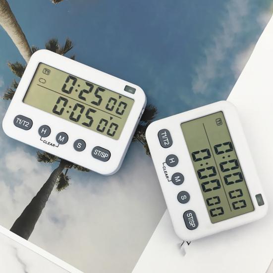 Dobbel digital timer Praktisk batteridrevet timer Minnefunksjon Tidsstyringsverktøy for hjemmekjøkken Robust
