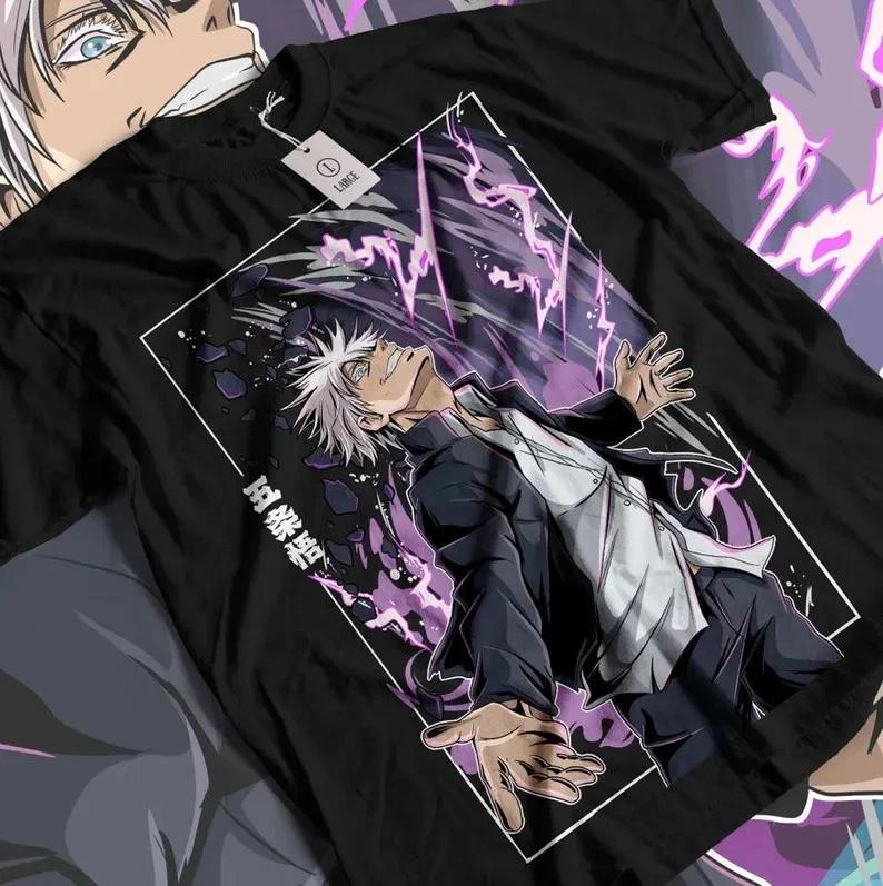 Anime Jujutsu Kaisen Gojo Purple Hollow Black T Shirt S