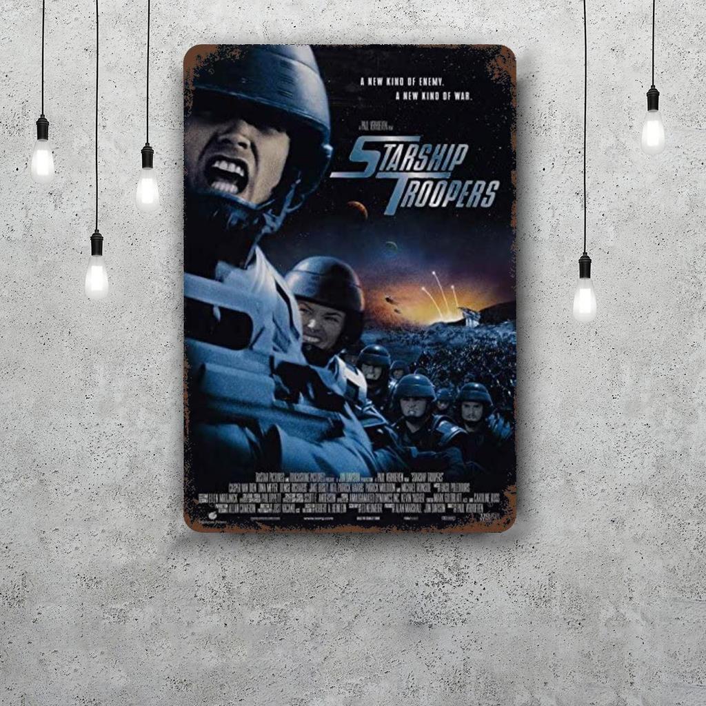 Starship Troopers Minimal Decor Poster Vintage Tin Sign Metal Sign Decorative Plaque for Pub Bar Man Cave Club Wall Decoration