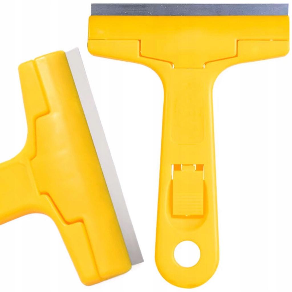 Scraper for removing stickers and adhesive labels, yellow, 16.5 cm