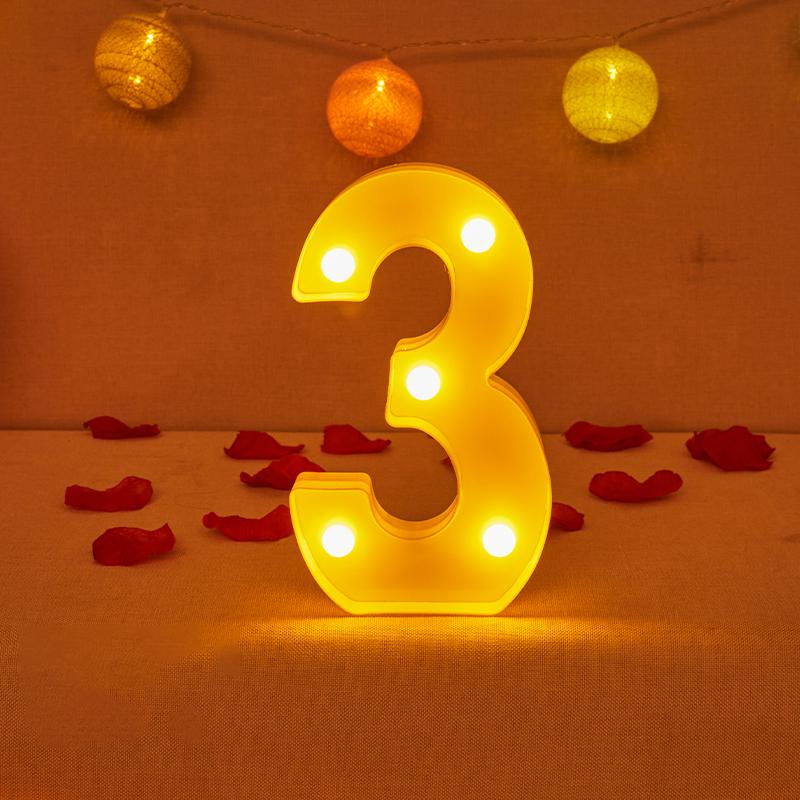 Alphabet Letter LED Lights Luminous Number Lamp Decor Battery Night Light for Home Wedding Birthday Christmas Party Decoration KTY
