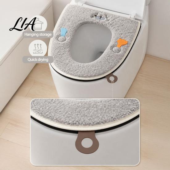 Cold Weather Toilet Seat Warmers Soft Plush Cover, Thick Washable Bathroom Pad with Zipper And Easy Handle Handle, Warm Skin-Friendly Cushion