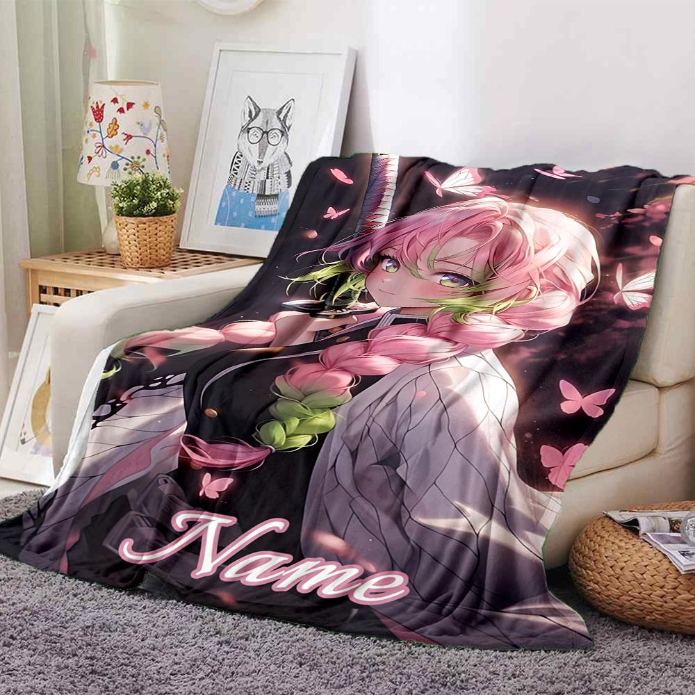 Custom Name Pink Hair Warrior Blanket for Couch & Bed, Plush Cozy Fuzzy Blanket Super Soft & Warm Blankets for Fall and Winter. 0908173