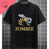 UnisexS Zombie Bee Apocalypse Graphic TShirt with Creepy Undead Horror Design Black Pure Cotton Shortsleeve Tee Outdoor Clothing