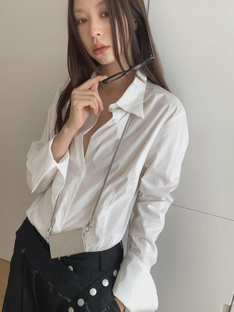 Dorothy Clothing Korean Style Long-Sleeve Curled Collar Women's Shirt