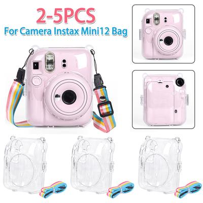 2-5 STÜCKE Mini Kameratasche PC Kristall Kameratasche mit Schultergurt Schutzhülle für Fujifilm Instax Mini 12 Verschleißfest