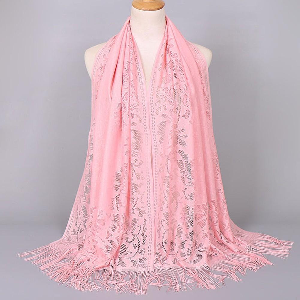 All Match Floral Tassel Scarf Hollow Solid Breathable And Comfortable