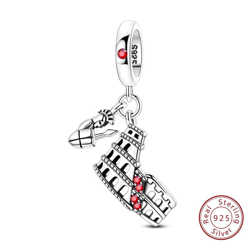 New Copper Charms Eiffel Tower Famous Scenic Spot Souvenirs Beads Fit Original Bracelets Fine Diy Jewelry Gifts