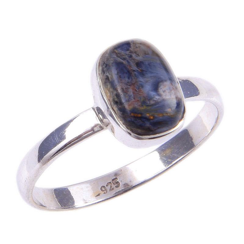 Natürlicher Pietersit Edelstein Handgefertigt 925 Massiv Sterlingsilber Ring Größe 10 Y0z02