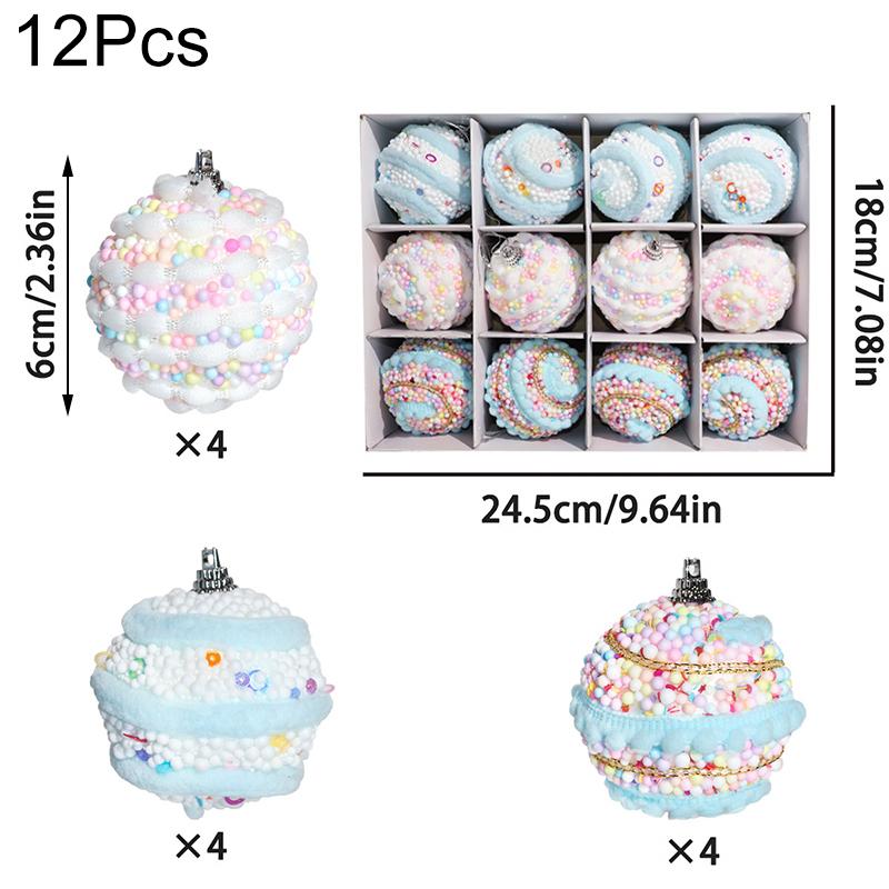 6PC/12PC Macaron Home Hanging Balls Reusable Colorful New Year Christmas Balls Pendant Christmas Tree 6cm