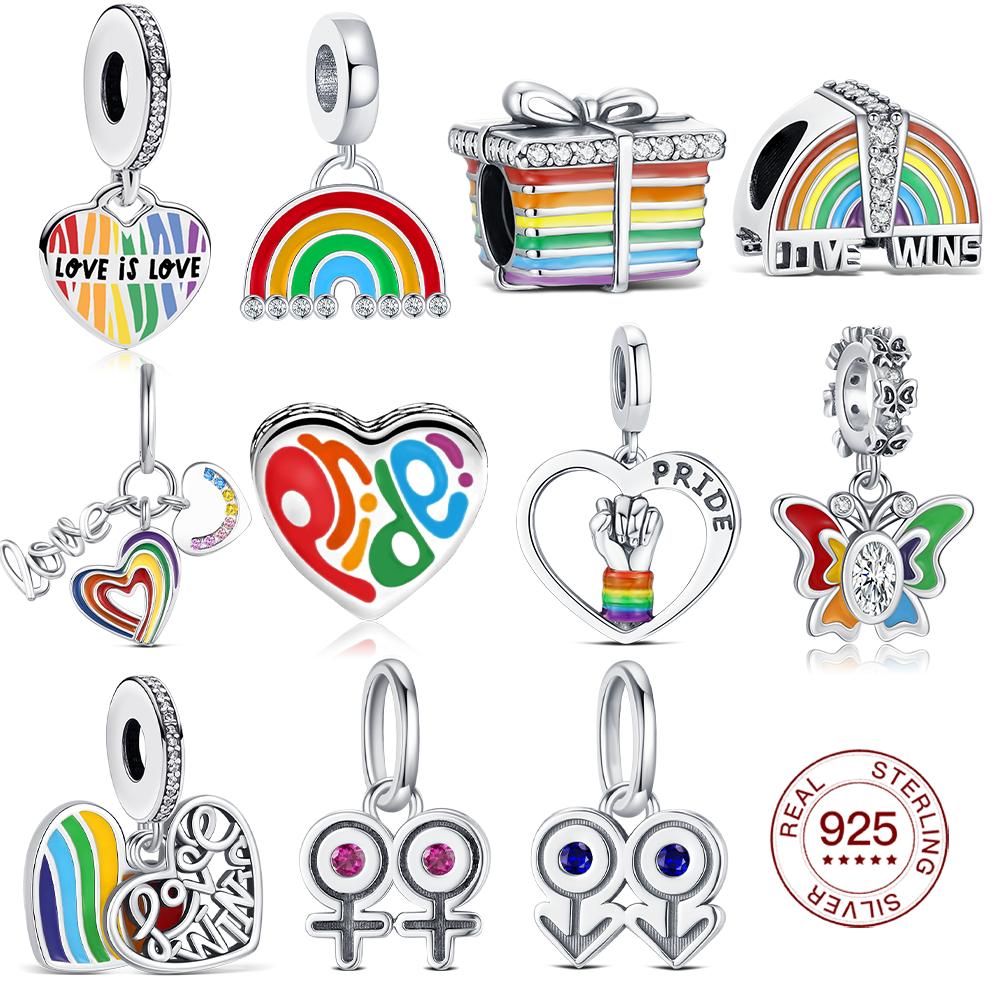 Copper Rainbow Charm Lgbtq Charms Jewelry Making Fit Bracelet To Make Good Wishes Gift For Expressing Love Equality