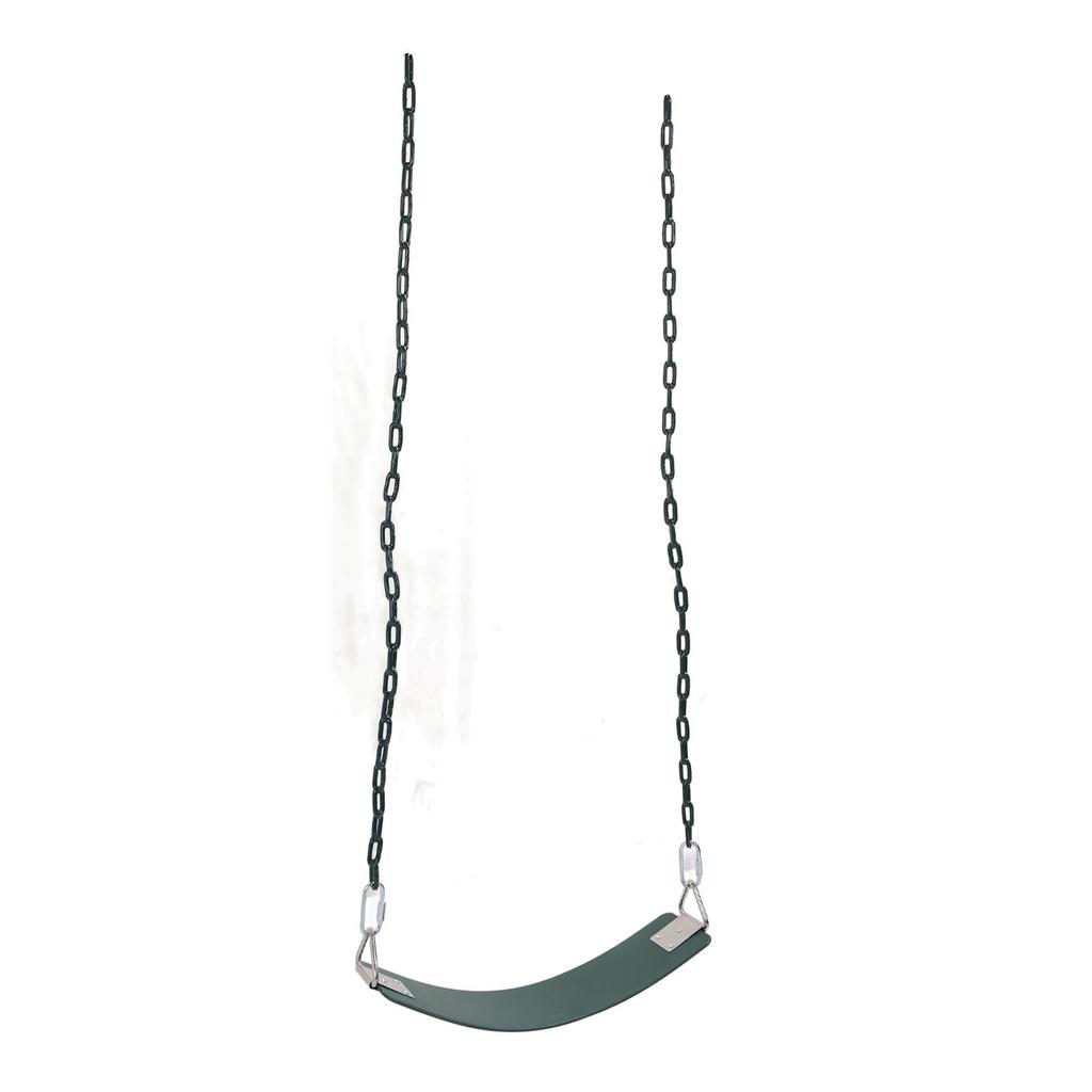 Venkovní houpačka z měkkého EVA materiálu s potaženými řetězy, tmavě zelená, snadná instalace, nosnost až 200 kg