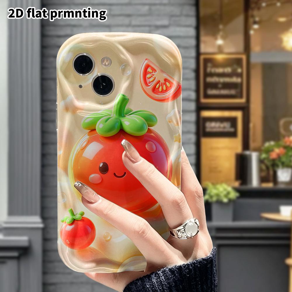 Phone Case: 2D flat design suitable for iPhone 18 17 16 15 14 13 Pro protective case, cute little tomato, perfect Christmas and Halloween holiday gift