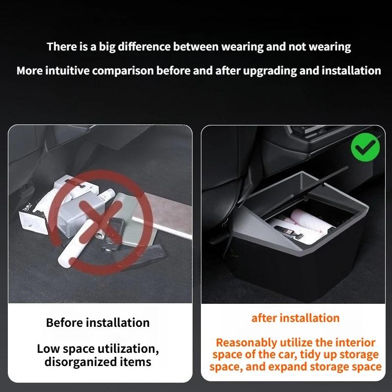 Rear Seat Storage Box for Tesla Cybertruck 2024-2026 Under Air Vent Storage Case Trash Can Organizer Modification Accessories