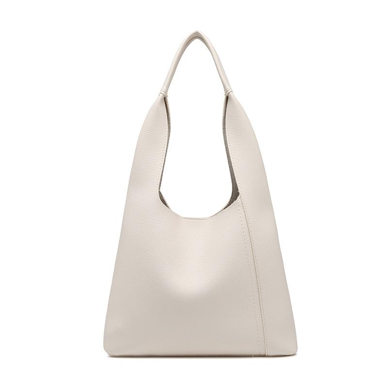 Leather Fleece Simple And Fashionable Shoulder Bucket Bag Commuter Summer Versatile Tote Bag Soft And Portable Student Armpit