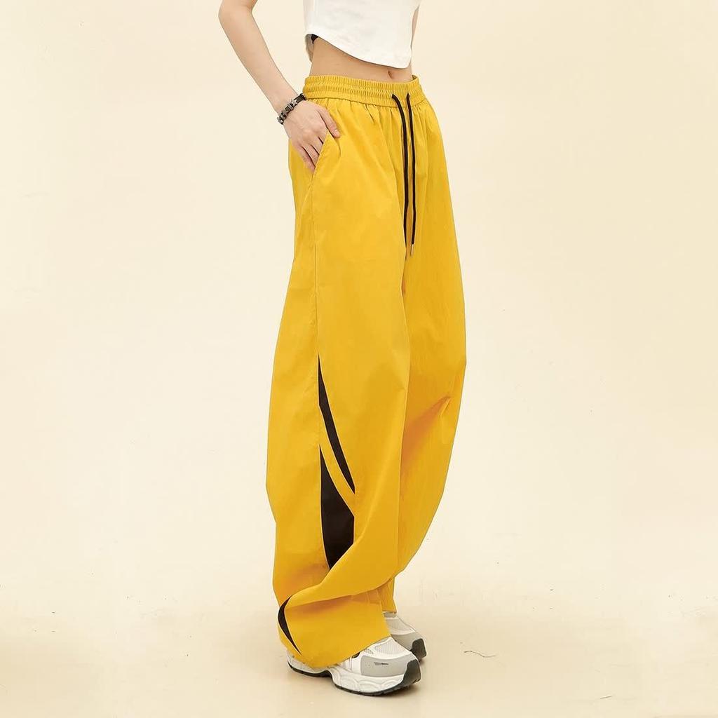 Spring and Summer Dopamine Color-blocking Casual Pants for Men's New Loose American Fashion Sports Wide-leg Pants