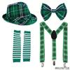 St. St. Patrick's Day Grønt Rutete Festsett med Hatt, Slips, Armbånd og Bukseseler