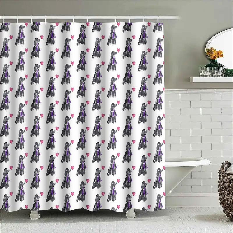 Cute Cat Shower Curtain Washable Waterproof Bathroom Decor Set Vintage Animal Pattern Home Textile Liner
