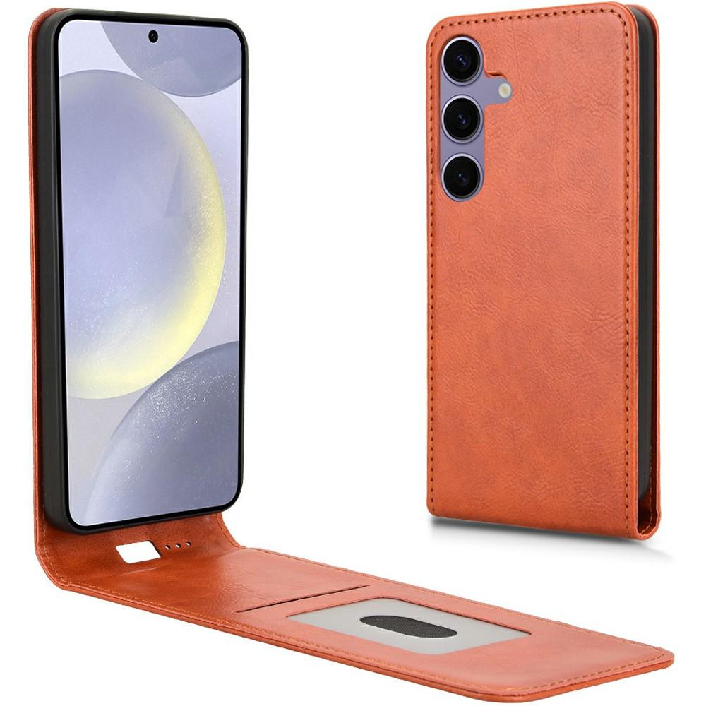 For Samsung Galaxy S24 Case with Card Slot Magnetic Vertical Flip Leather Phone Cover