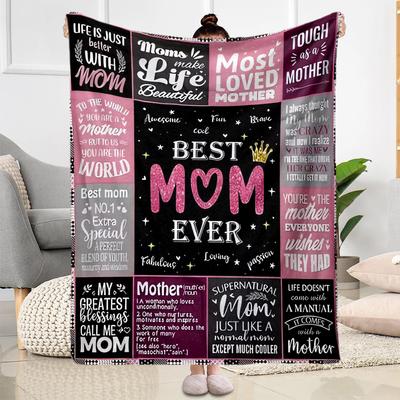 1pc Mom Quotes Blanket Comfortable Soft Lightweight Multi Purpose Blanket for Travel Camping Picnics Sofa Office Bed Living Room Gift for Friends