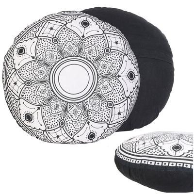 [R2507] - Cotton Cushion 'Mandala' Black White - 40 Cm
