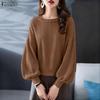 ZANZEA Women Casual Round Neck Long Sleeve Loose Pullover Blouse