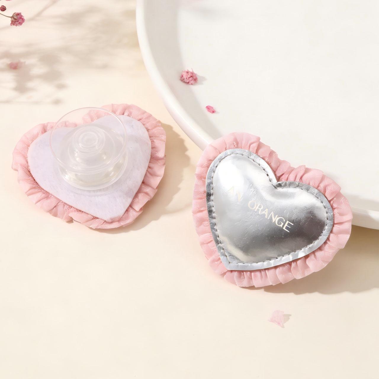 Magnetic Cartoon Lace Edge Foldable Phone Stand - Silver Heart Design 3778257098052337812