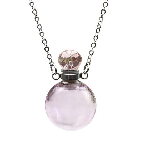 Perfume Vial Pendant Necklace Transparent Aroma Essential Oil Diffuser Pendant Refillable Spherical Perfume Bottle Necklace for Women Unique Jewelry