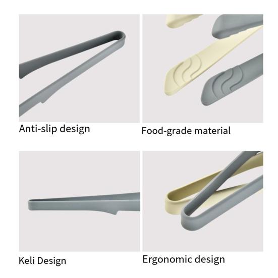 Non-Stick Silicone Tongs High Temperature Resistant Food Tongs Dishwasher Safe Kitchen Utensil for Grilling Steak Bread Food