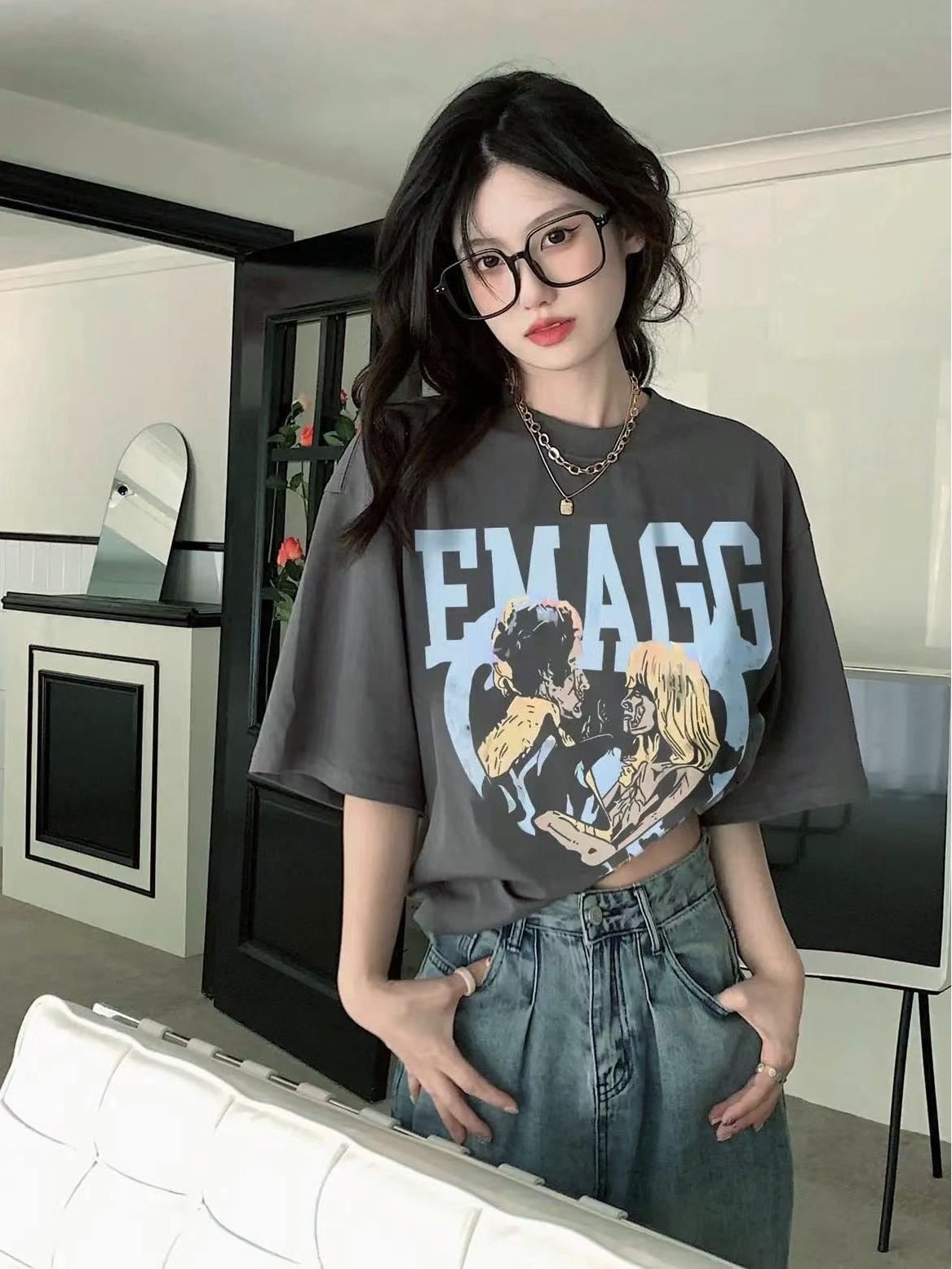 

Retro Cartoon Plus Size Unisex Cotton Oversized T-Shirt for Couples 3XL (156-170 lbs) темно-серого