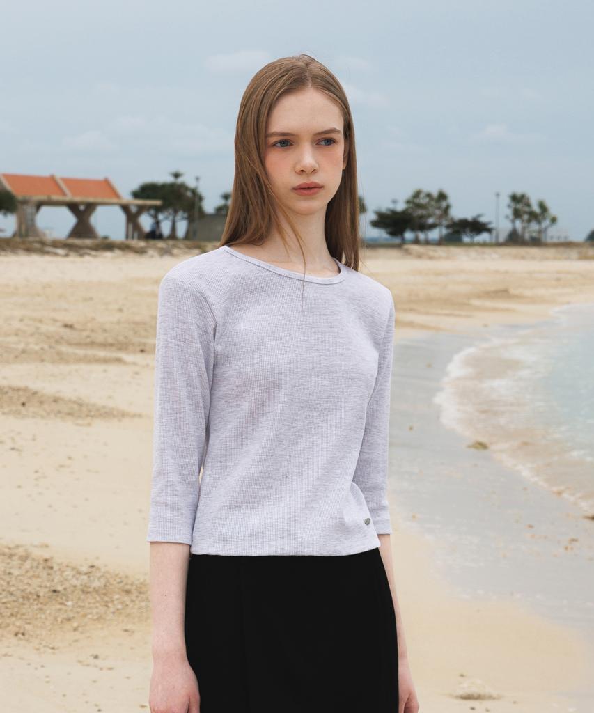 DEHEVE Basic Waffle T-Shirt [Gray]