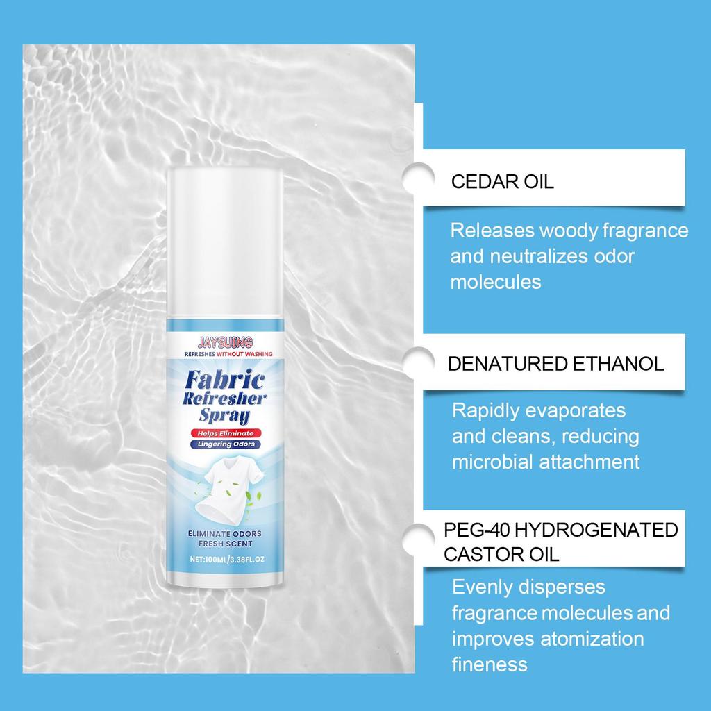 Jaysuing Fabric Refresher Spray, Portable Clothing Deodorant, Removes Clothing Odors, Clothing Deodorant, Removes Sweat Smell, Anti-Static Spray