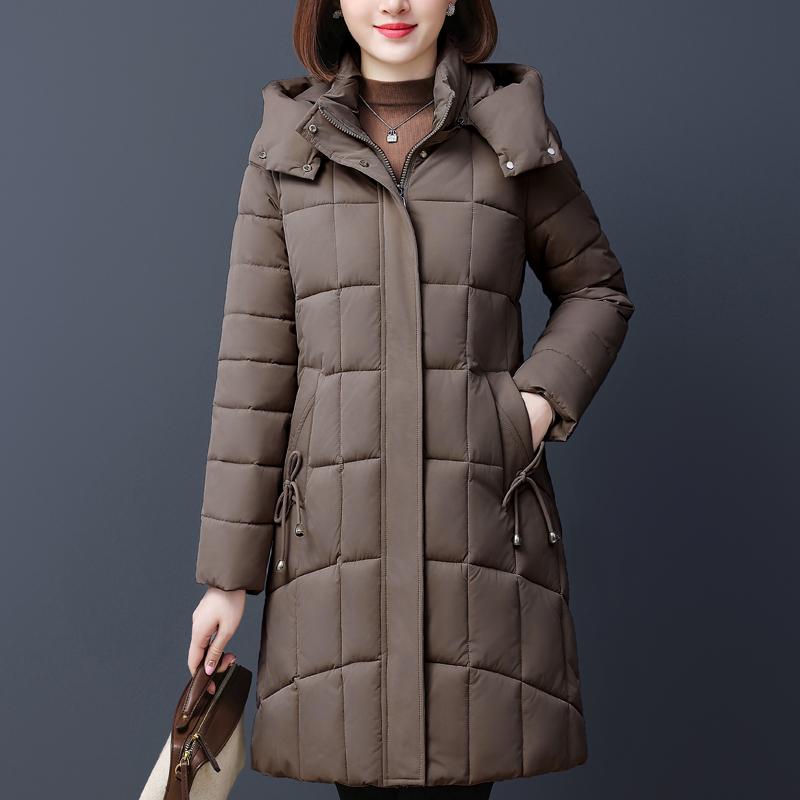 

Елегантне Зимове Довге Пальто Жіночі Парки Великого Розміру Для Леді Середнього Віку Куртка З Капюшоном Повсякденний Товстий Теплий Верхній Одяг 5XL