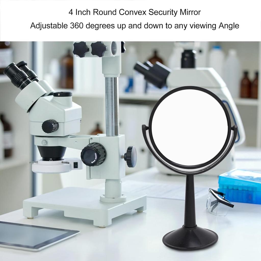 4 Inch Round Glass Concave Mirror Lens Black Frame, Adjustable View Clear Reflection for Science Experiments