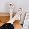 Women's Sandals Flat Rubber Roman Style Pearl Beach Ladies Shoes Original Vintage Chic and Elegant New Breathable Fashion Vip