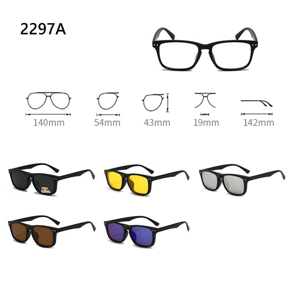 UV400 Protection Polarized Magnetic Clip On Sunglasses Cycling/Driving Black Glasses Frame with Sunglasses Clip