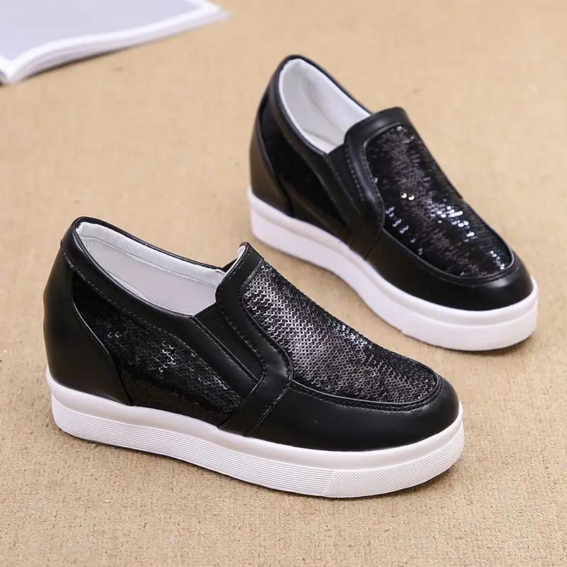 High On Platform Sequins Shoes for Women Y2k Fashion Cheap 39 Walking Vulcanized Shoe Stylish New In Aesthetic Woman Footwear