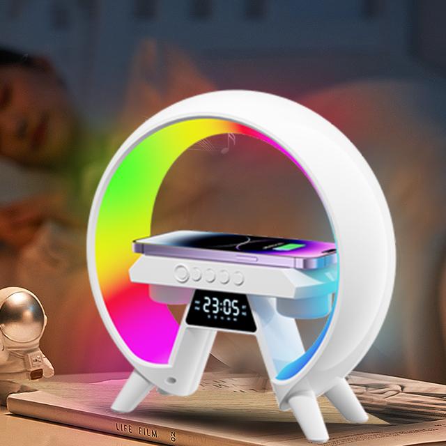 Smart Table Clock BT Speaker RGB Light Led Lamp 10w Wireless Charger for Home Office Desk Clock Wireless Charger Led Lamp