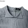ZANZEA Women Summer Turn Down Collar Short Sleeve Elegant Casual Dress