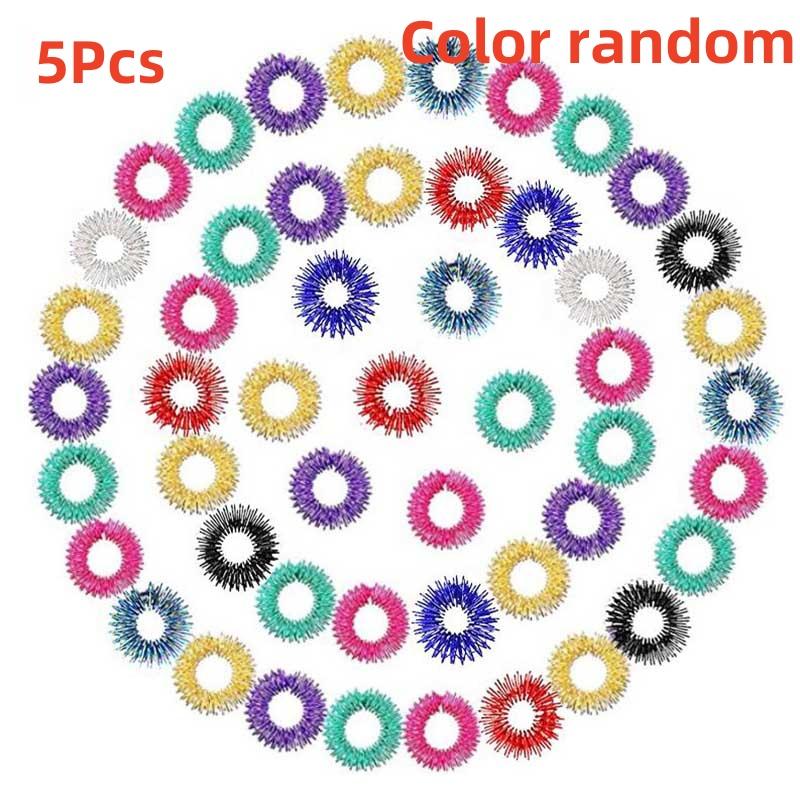 5/15Pcs Mini Spring Decompression Finger Ring Toy Finger Massager Spring Decompression Finger Massage Ring Hand Massage Tool