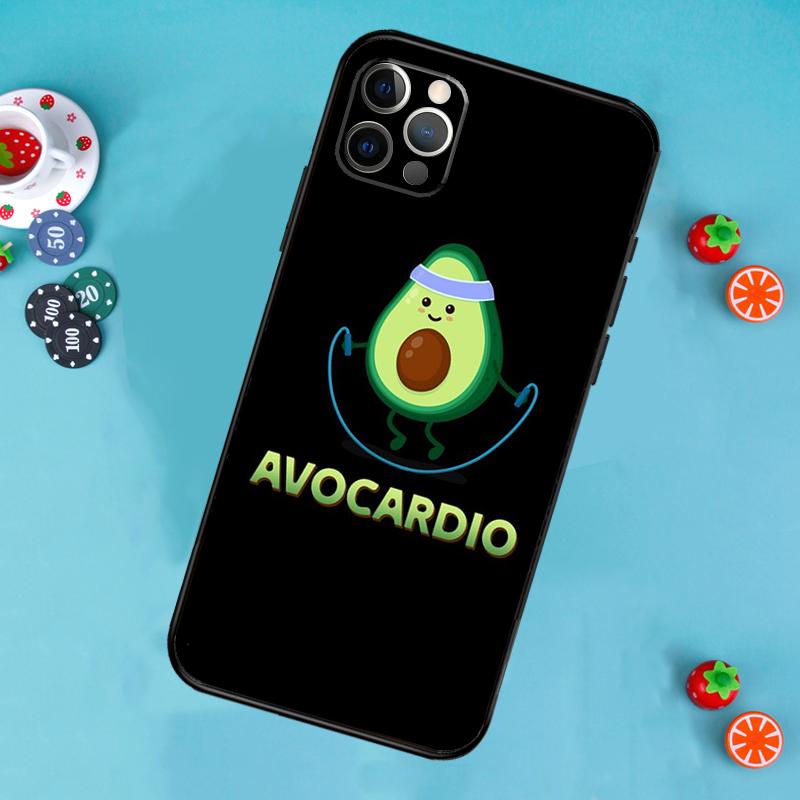 

cute cartoon Avocado Fitness Phone Case For iPhone 17 Air 16 15 14 13 11 12 Pro Max 13 12 mini 15 16 Plus 16e Cover Funda iPhone 16Pro MAX