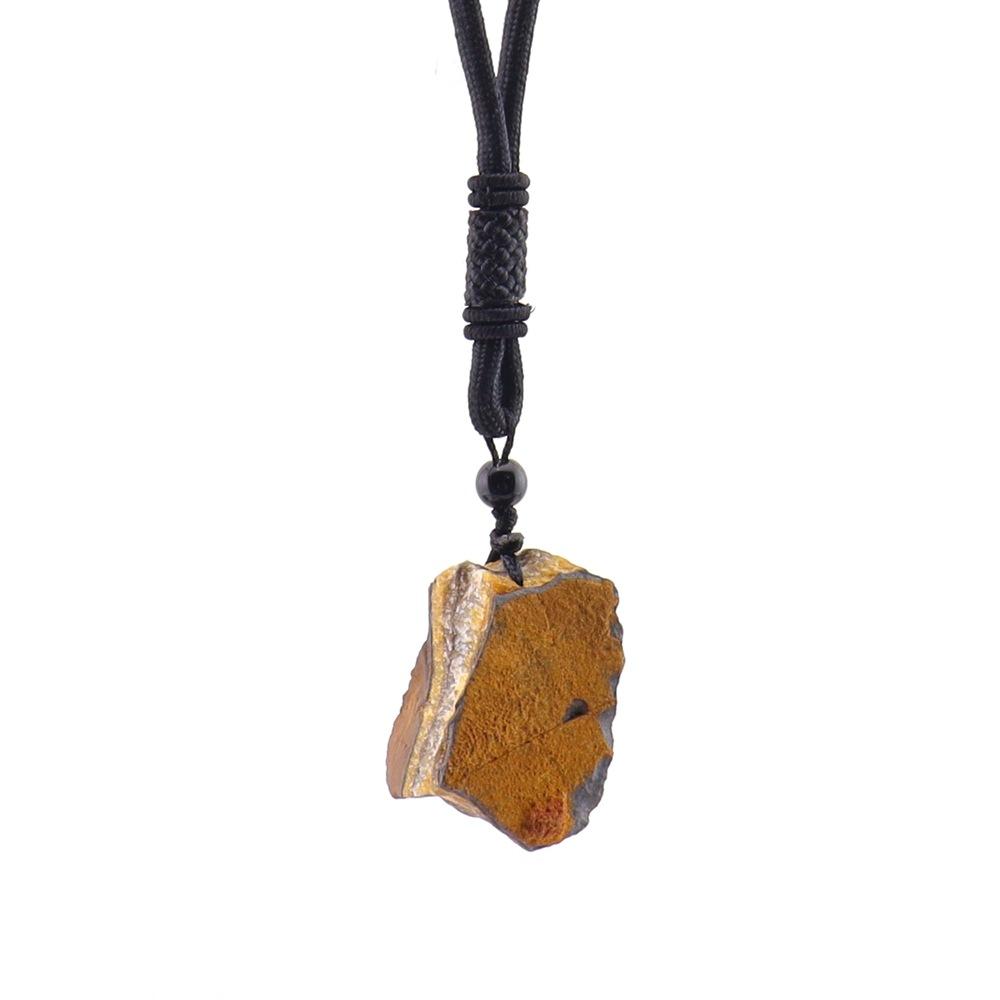 Natural Crystal Rough Stone Pendant, Hand-Beaten Irregular Stone Necklace, Sweater Chain Jewelry N748