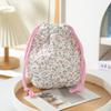Women Drawstring Cosmetic Bag Floral Makeup Bag Travel Portable Toiletry Beauty Case Storage Make Up Organizer Bag