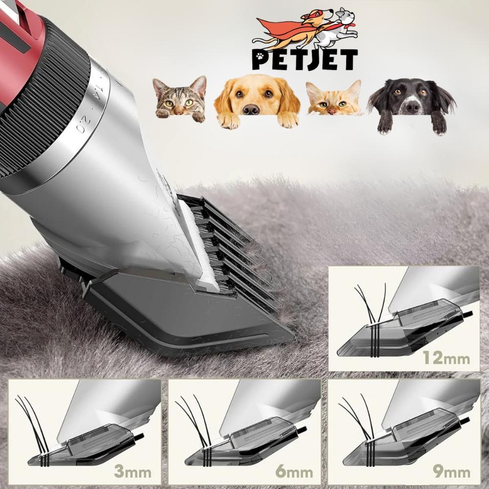 Dog and Cat Trimmer Grooming Set Shaver with 4 PetJet Attachments