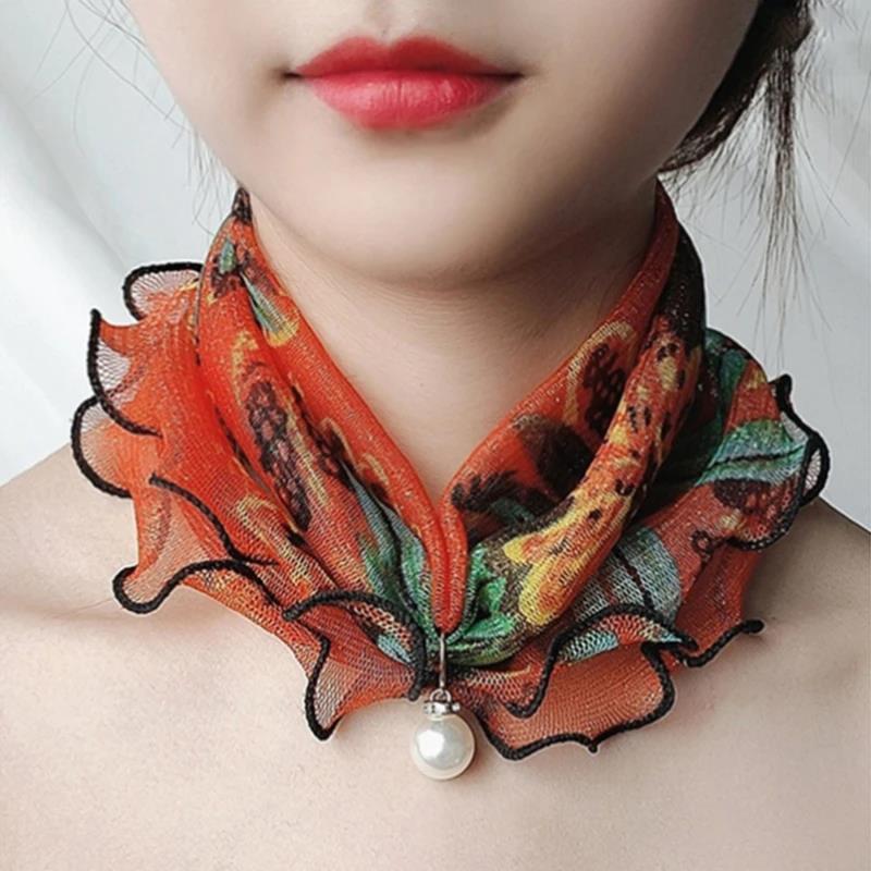 

Women s Scarf Pearl Auricularia Auricula Edge Gold Thread Lace Fashionable Comfortable Soft Female Square Versatile Practical