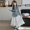 Denim Shirt Dress & Skirt Set for Girls - 2024 Spring/Autumn Korean Style