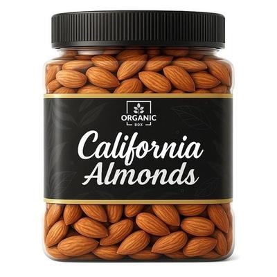 Boîte Biologique 100% Naturelle et Amandes de Californie Premium | Giri Badam de Qualité | Grande Taille | Vrais Fruits Secs (500 grammes)