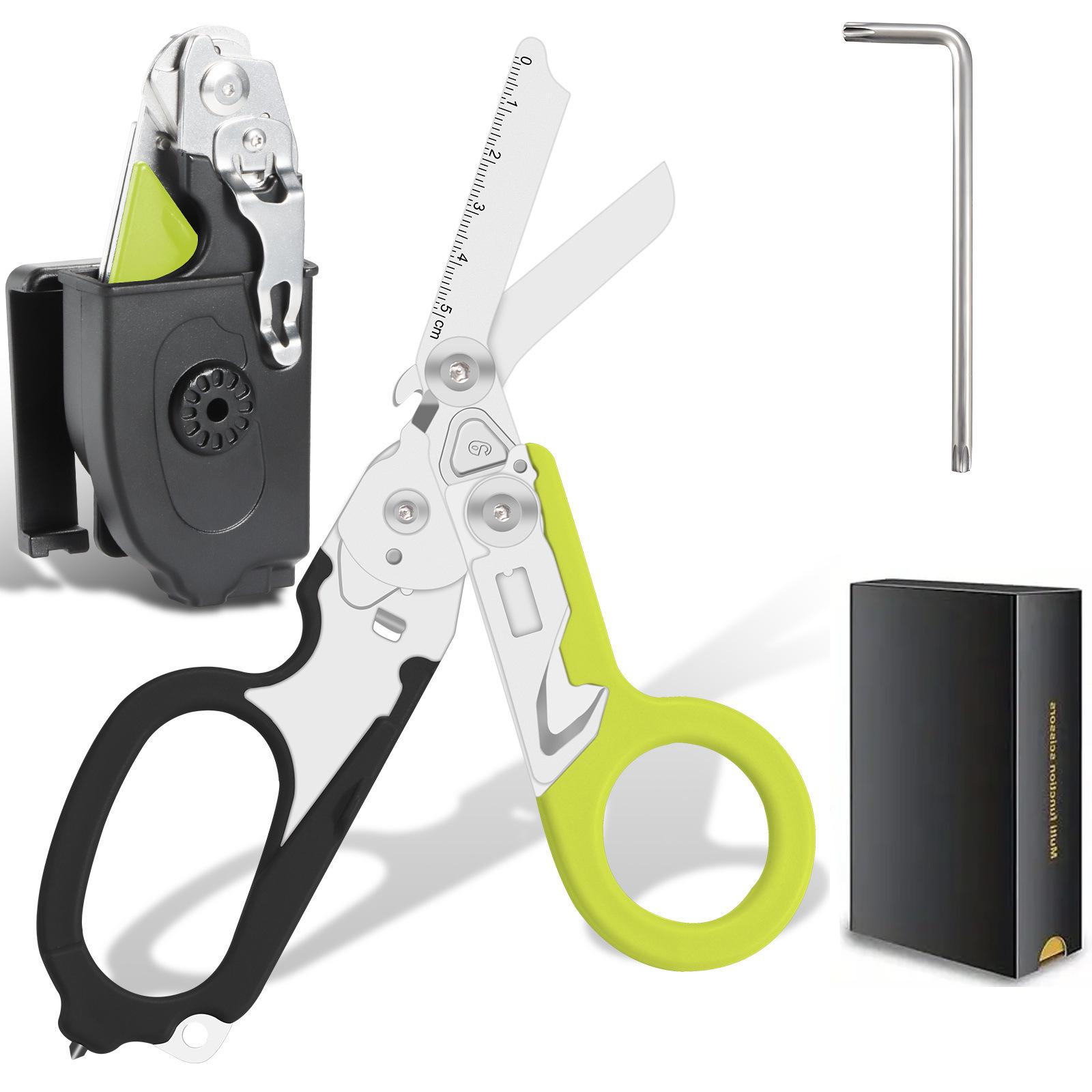 6-in-1 Raptor Shears: Multifunctional, Foldable with Emergency Rescue Tool, Car Window Breaker, K Sheath Storage, Easy to Carry (Gift Box)